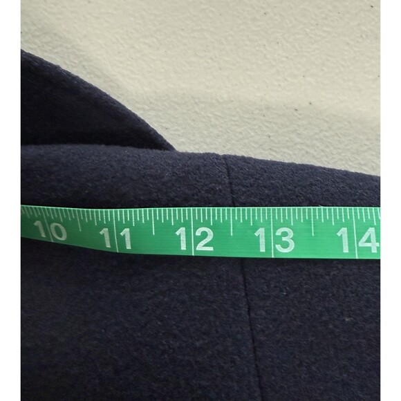 Women’s Navy Wool Coat Long Oversized Shawl Collar Double Breasted Sz12 Petite - Picture 10 of 10